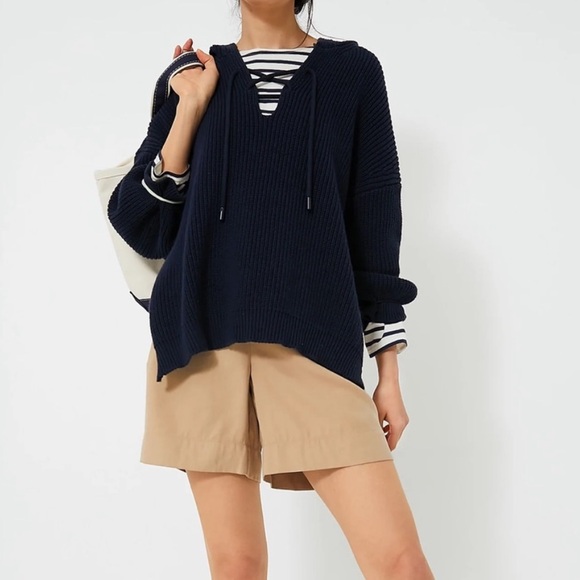 Tuckernuck Sweaters - Tuckernuck Navy Knit Declan Pullover sweater size large navy blue hooded knit